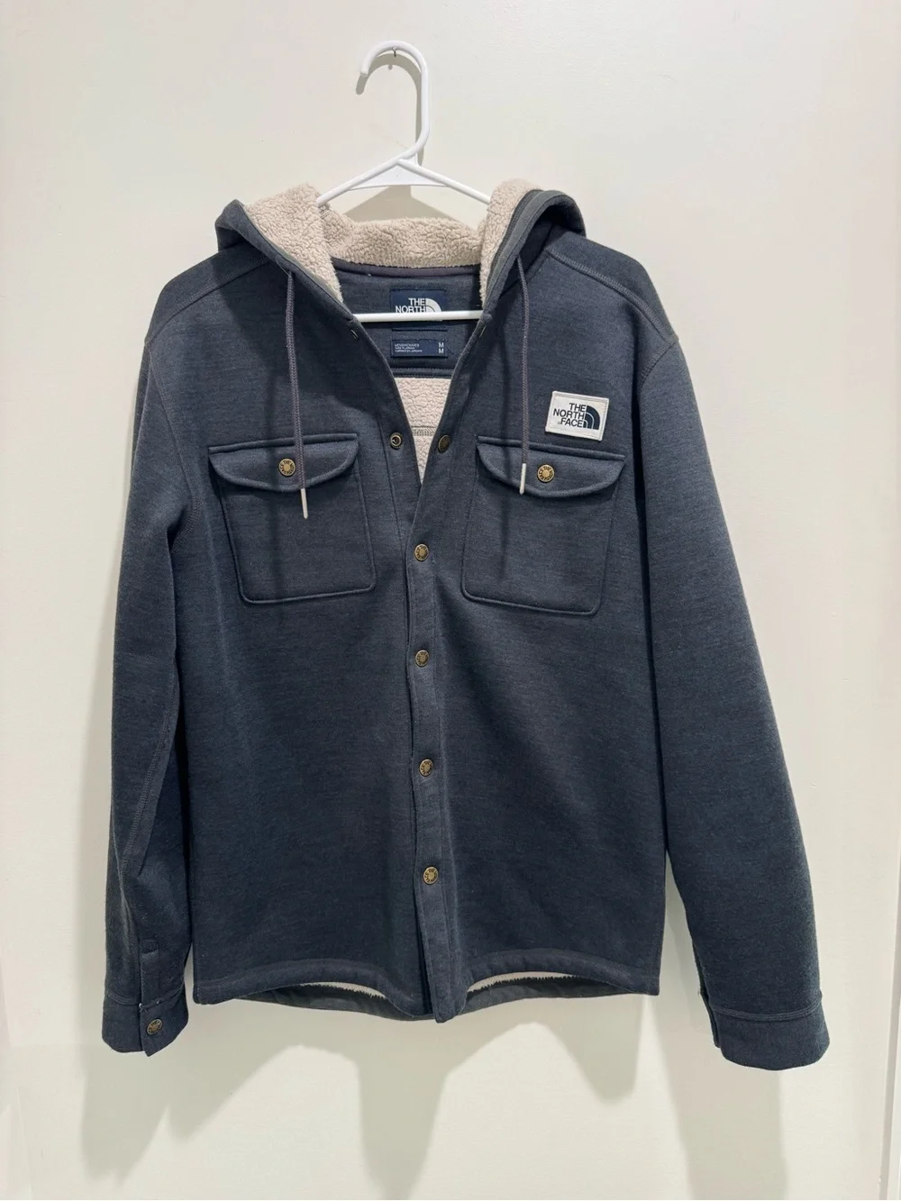 The North Face Sherpa Patrol Snap-Up Hoodie Jacket Gray Men’s Medium